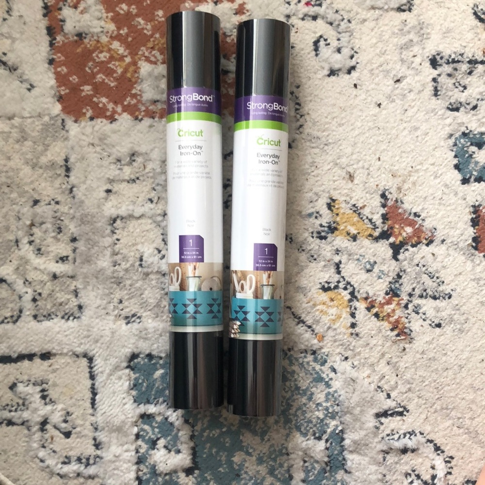 (2) Cricut Everyday Iron On Black vinyl 12in x 24in